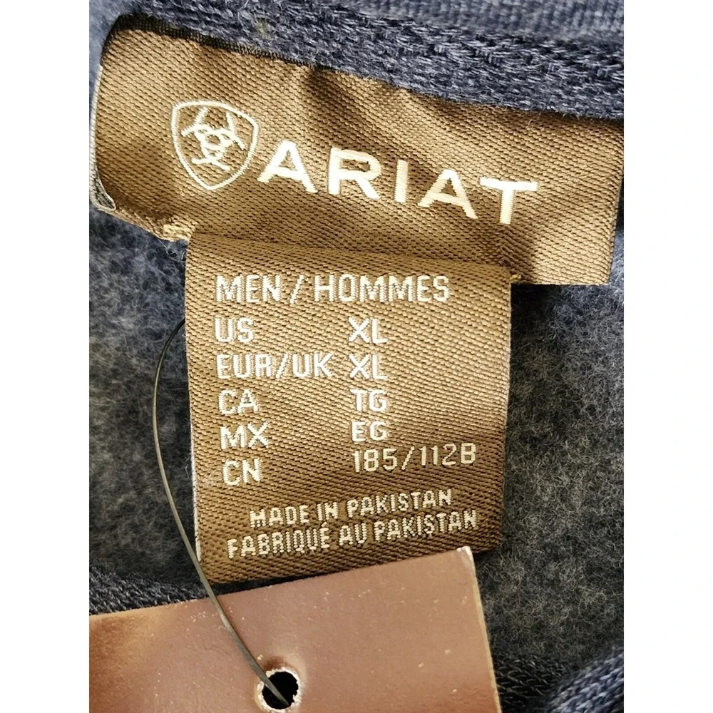Ariat Mens Size XL Heather Blue US of A Fleece‎ Pocket Hooded Sweatshirt